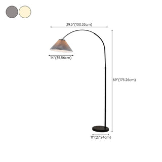 ZOWALA - Contemporary Black Arc Adjustable Pleated Floor Lamp #size