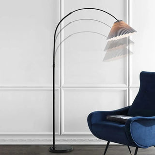 ZOWALA - Contemporary Black Arc Adjustable Pleated Floor Lamp Image - 2