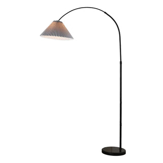 ZOWALA - Contemporary Black Arc Adjustable Pleated Floor Lamp Image - 4