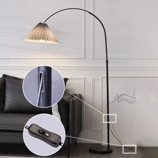 ZOWALA - Contemporary Black Arc Adjustable Pleated Floor Lamp Image - 5