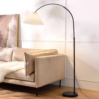 ZOWALA - Contemporary Black Arc Adjustable Pleated Floor Lamp Image - 8