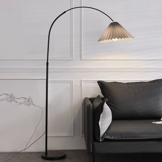 ZOWALA - Contemporary Black Arc Adjustable Pleated Floor Lamp Image - 9