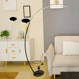 Contemporary Living Room White Arc LED Floor Lamp Zawala Image - 16