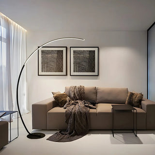 Contemporary Living Room White Arc LED Floor Lamp Zawala Image - 17