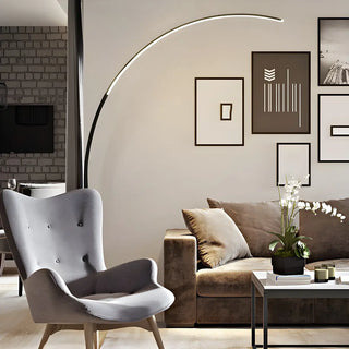 Contemporary Living Room White Arc LED Floor Lamp Zawala Image - 18