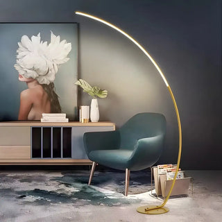 Contemporary Living Room White Arc LED Floor Lamp Zawala Image - 4