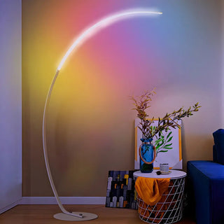 Contemporary Living Room White Arc LED Floor Lamp Zawala Image - 5