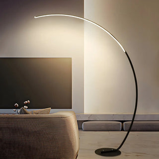 Contemporary Living Room White Arc LED Floor Lamp Zawala Image - 8