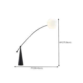 Contemporary Black Arc and White Globe Acrylic Floor Lamp Zawala #size