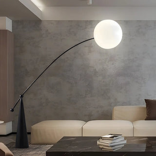 Contemporary Black Arc and White Globe Acrylic Floor Lamp Zawala Image - 3