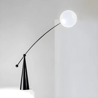 Contemporary Black Arc and White Globe Acrylic Floor Lamp Zawala Image - 6
