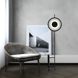 Contemporary Circular LED and Marble Base Floor Lamp Zawala Image - 1
