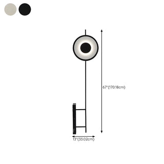 Contemporary Circular LED and Marble Base Floor Lamp Zawala #size