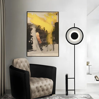 Contemporary Circular LED and Marble Base Floor Lamp Zawala Image - 2