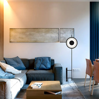 Contemporary Circular LED and Marble Base Floor Lamp Zawala Image - 5