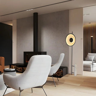Contemporary Circular LED and Marble Base Floor Lamp Zawala Image - 9