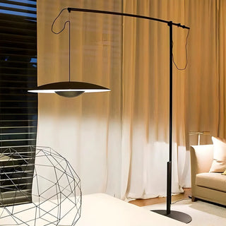 Modern Black Disc Adjustable Metal LED Floor Lamp Zawala Image - 2