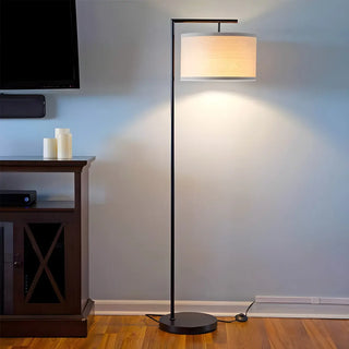 Contemporary Metal and Fabric Cylinder LED Floor Lamp Zawala Image - 1