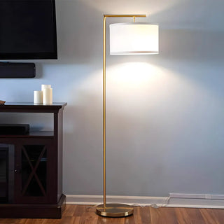 Contemporary Metal and Fabric Cylinder LED Floor Lamp Zawala Image - 2