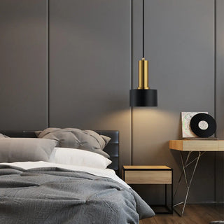 ZOWALA - Contemporary Cone Iron Bedroom Black Gold Pendant Light Image - 1