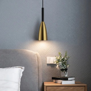 ZOWALA - Contemporary Cone Iron Bedroom Black Gold Pendant Light Image - 2