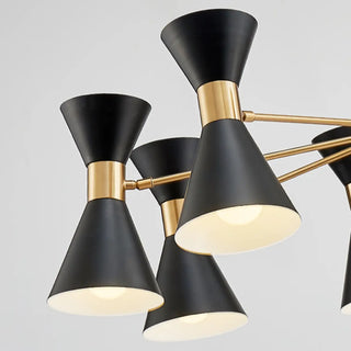 ZOWALA - Contemporary Cone Iron Large Living Room Black Chandelier Image - 12