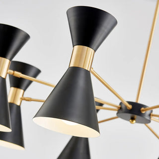 ZOWALA - Contemporary Cone Iron Large Living Room Black Chandelier Image - 15