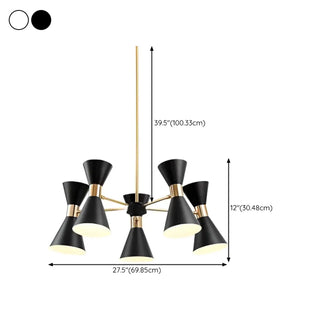 ZOWALA - Contemporary Cone Iron Large Living Room Black Chandelier #size