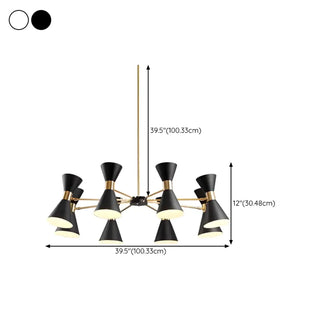 ZOWALA - Contemporary Cone Iron Large Living Room Black Chandelier Image - 18