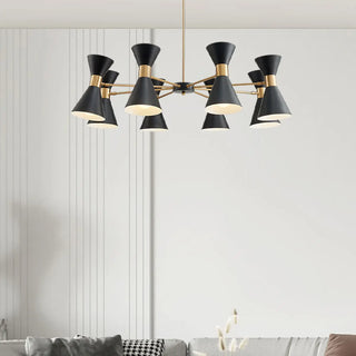 ZOWALA - Contemporary Cone Iron Large Living Room Black Chandelier Image - 3