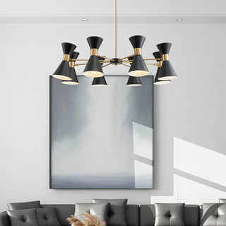 ZOWALA - Contemporary Cone Iron Large Living Room Black Chandelier Image - 4