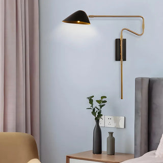 Contemporary Metal Swing Arm Bedroom Large Black Wall Light Image - 1