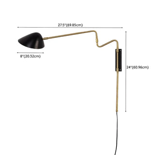 Contemporary Metal Swing Arm Bedroom Large Black Wall Light #size