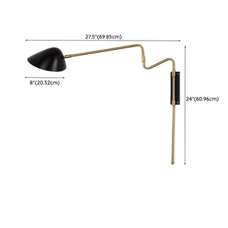 Contemporary Metal Swing Arm Bedroom Large Black Wall Light Image - 12