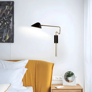 Contemporary Metal Swing Arm Bedroom Large Black Wall Light Image - 5