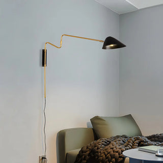 Contemporary Metal Swing Arm Bedroom Large Black Wall Light Image - 6