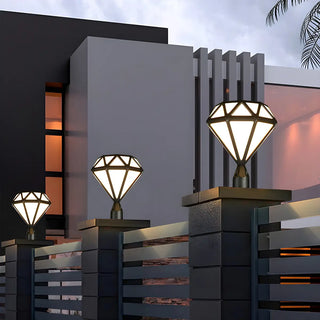 Modern Diamond Shape Outdoor Fence Post Light Black Zawala Image - 1