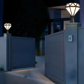 Modern Diamond Shape Outdoor Fence Post Light Black Zawala Image - 15