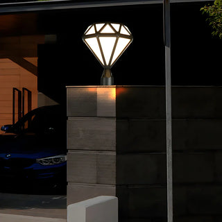 Modern Diamond Shape Outdoor Fence Post Light Black Zawala Image - 2