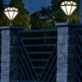 Modern Diamond Shape Outdoor Fence Post Light Black Zawala Image - 4
