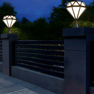 Modern Diamond Shape Outdoor Fence Post Light Black Zawala Image - 5