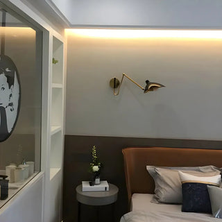 ZOWALA - Contemporary Swing Arm Adjustable Metal Gold Wall Sconce Image - 16