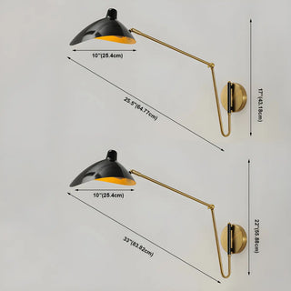 ZOWALA - Contemporary Swing Arm Adjustable Metal Gold Wall Sconce #size
