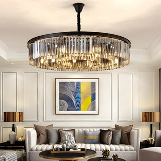ZOWALA - Contemporary Black Prismatic Crystal Drum Chandelier Image - 1