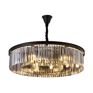 ZOWALA - Contemporary Black Prismatic Crystal Drum Chandelier Image - 11