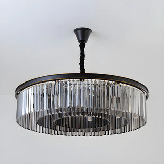 ZOWALA - Contemporary Black Prismatic Crystal Drum Chandelier Image - 12
