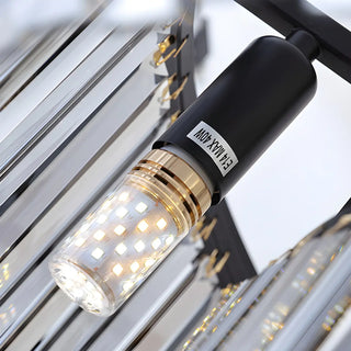 ZOWALA - Contemporary Black Prismatic Crystal Drum Chandelier Image - 13