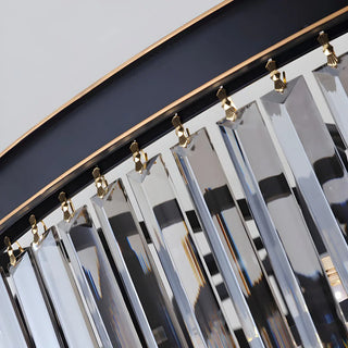 ZOWALA - Contemporary Black Prismatic Crystal Drum Chandelier Image - 14