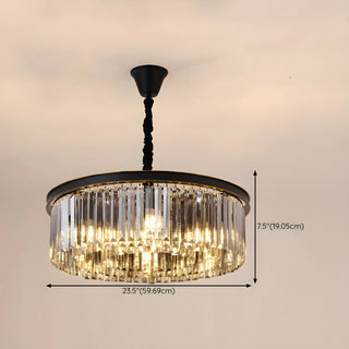 ZOWALA - Contemporary Black Prismatic Crystal Drum Chandelier #size
