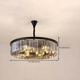 ZOWALA - Contemporary Black Prismatic Crystal Drum Chandelier Image - 18